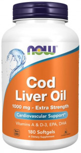 NOW Cod Liver Oil 1000 mg, 180 капсул