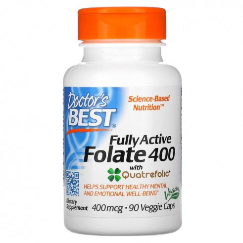 Doctor's Best Fully active folate 400mcg, 90 вег.капс