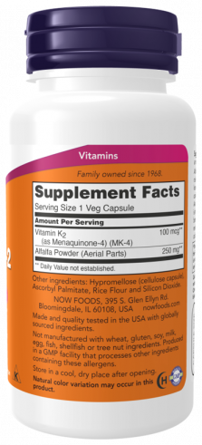 NOW Vitamin K-2 100 mcg, Витамин К-2 100 мкг, 100 капсул
