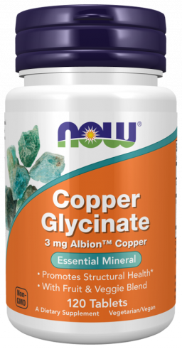 NOW Copper Glycinate, Глицинат меди, 120 таблеток