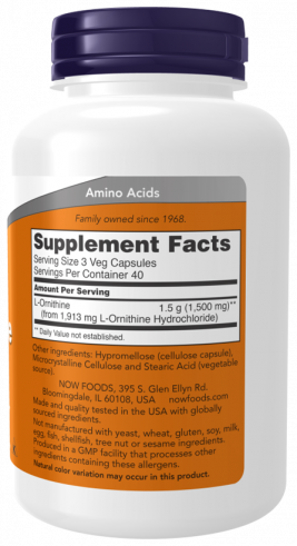 NOW L-Орнитин 500 мг, 120 капсул
