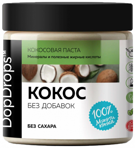 DopDrops DopDrops Кокосовая Паста Без Добавок, 500 грамм