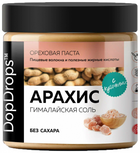 DopDrops Арахисовая Паста Кранч с Гималайской Солью, 500 грамм