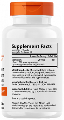Doctor's Best High Absorption Magnesium, Магния Хелат, 120 таблеток