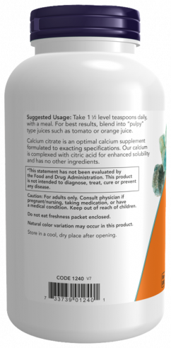NOW Calcium Citrate, Кальций Цитрат, 227 грамм