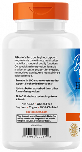 Doctor's Best High Absorption Magnesium, Магния Хелат, 240 таблеток