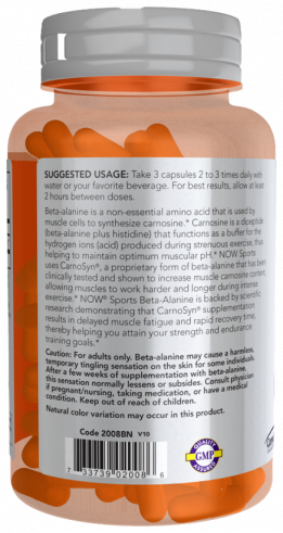 NOW Beta Alanine, Бета Аланин, 120 капсул