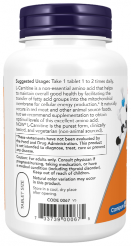 NOW L-Carnitine, L-Карнитин, 50 таблеток