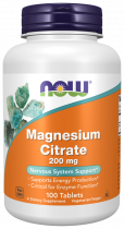 NOW Magnesium Citrate 200 mg, Магния Цитрат 200 мг, 100 таблеток